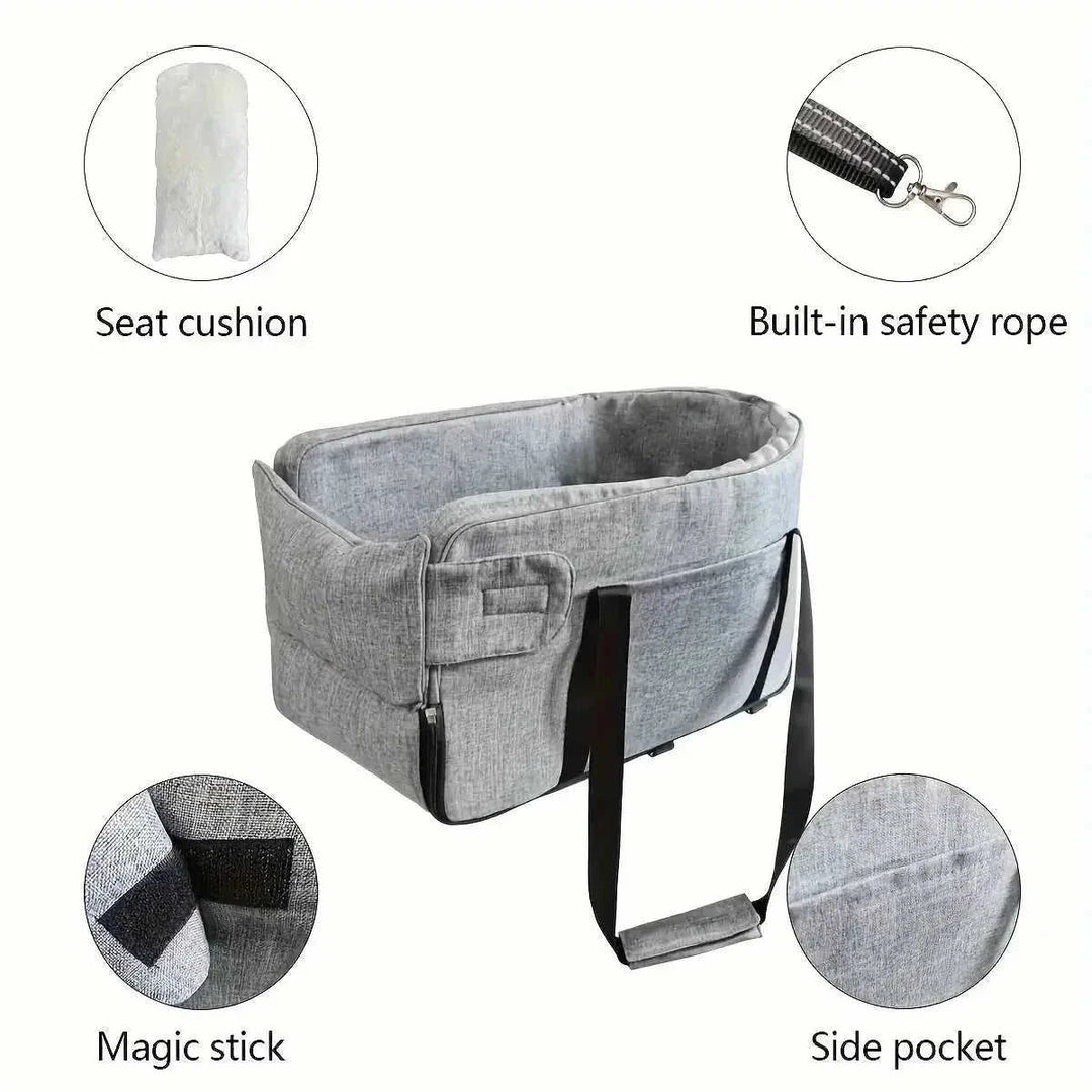 pet car seat with safety harness | waterproof dog car bed | portable pet carrier for cars | energy saving