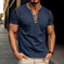 Fashion Short-sleeved Polo Shirt Summer Button V-neck T-shirt Tops Mens Clothing Dark Grey - color variant display