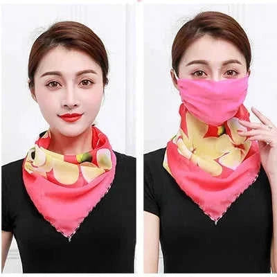 silk neck scarf with upf protection | lightweight sun protection scarf | versatile travel neck gaiter | energy saving