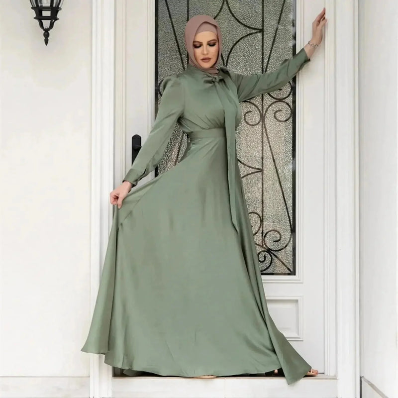 long sleeve maxi dress | breathable cotton hijab dress | plus size abaya dress | energy saving
