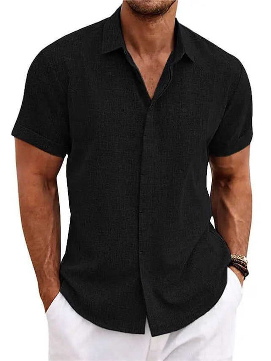 Men's Solid Color Loose Linen Short-sleeved T-shirt White - packaging and presentation