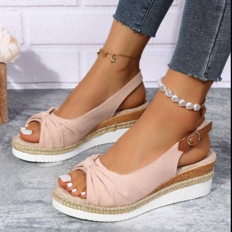 Bow Shoes Summer Peep Toe Platform Sandals Buckle Daily Casual Shoes 