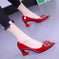 All-match Fashion Patent Leather Women's Shoes Shallow Mouth Pointed Mid Heel Women's Shoes - main view (material: suede,...