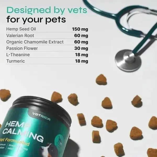 Calming Chews For Dogs Chicken Flavor All Canine Breeds Vet Visits Travel 130 Chews 1pcs - angle view with greenies supple...