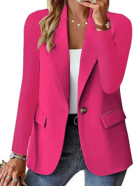 Ins Lapel Button Jacket Fashion Commuter Casual Suit Jacket Women's Long-sleeved Tops Outwear Clothing Meifu Market