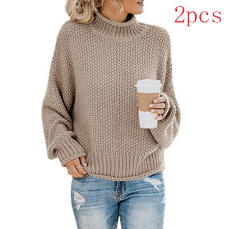 Solid Turtleneck Pullover Sweater Winter Fashion Casual Knitted Long-Sleeved Top Women's Clothing Meifu Market