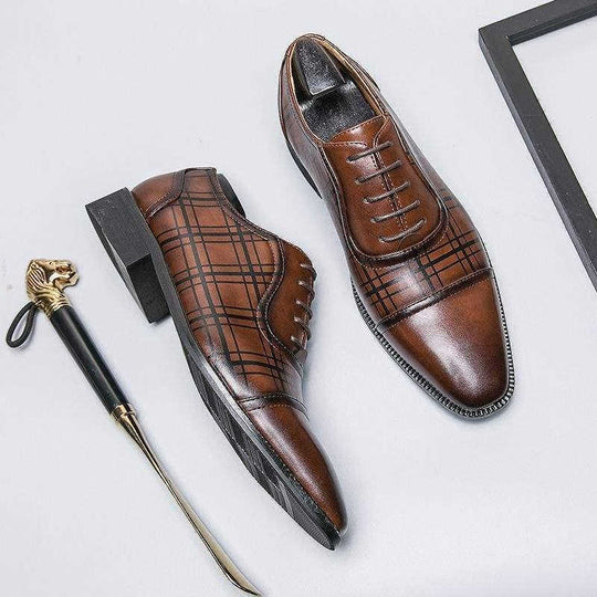 Square Toe Men's Breathable Business British Style Niche Leather Shoes Meifu Market