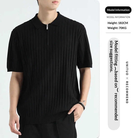 Ice Silk Quick-drying Men's Casual T-shirt Black - size and dimension reference