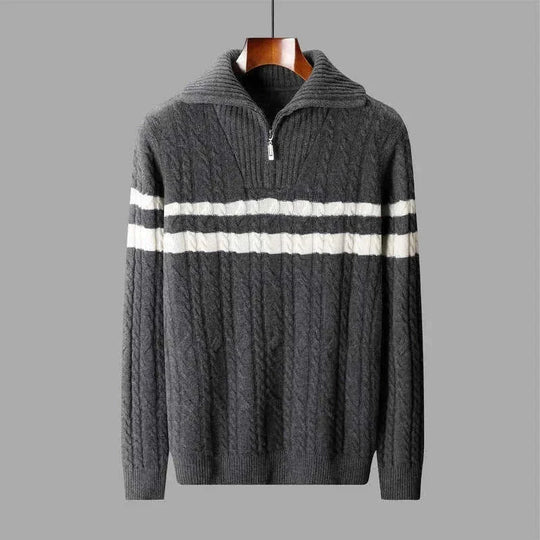 thickened zipper lapel sweater | high collar loose knit pullover | oversized winter sweater women | energy saving