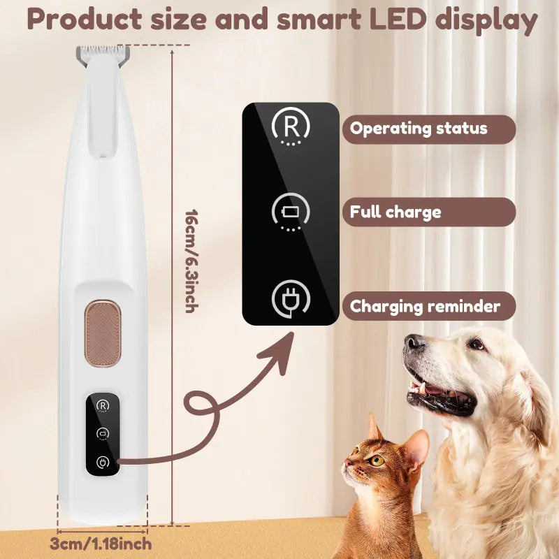 Pets Dog Paw Trimmer With LED Light Fully Waterproof Pet Hair Trimmer With LED Display Dog Clippers For Grooming Widen Blade Meifu Market