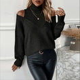 Women's Elegant Off-Shoulder Turtleneck Sweater, Solid Color Long Sleeve Knit Top For Autumn & Winter Meifu Market