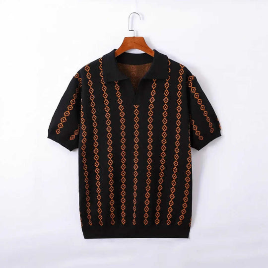 Striped Jacquard Knit Polo – Men's Regular Fit Summer Shirt