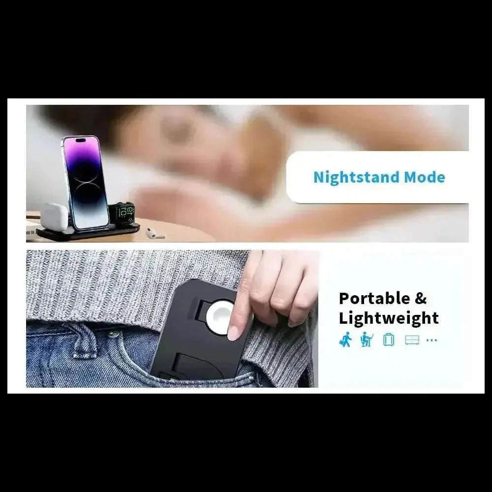 in 1 fast charging station | magnetic wireless charger stand | portable bedside charging pad | ultrasonic cleaning