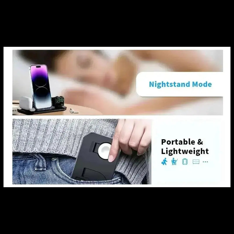 in 1 fast charging station | magnetic wireless charger stand | portable bedside charging pad | ultrasonic cleaning