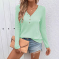Waffle V-neck Buttons Long Sleeve T-shirt Meifu Market