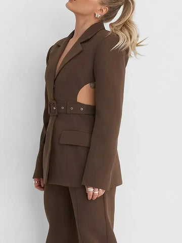 Cutout Open Back Lace-up Blazer