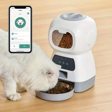 timed automatic pet feeder | large capacity pet feeder | visible food level feeder | energy saving
