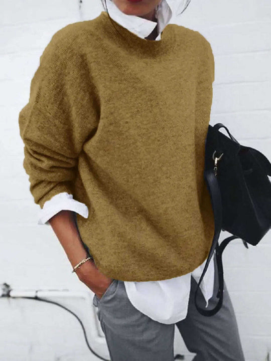 Fashion Long Sleeve Pullover Sweater Fall And Winter Fashion Solid Color Knitted Tops For Women Clothing Meifu Market