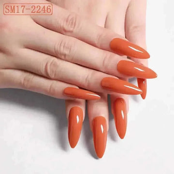 Long Pointed False Nails Solid Color Nails Salon Nails Almond Nail Patches Finger Nails