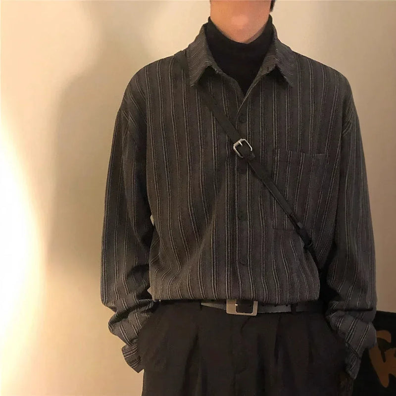 loose-fit striped shirt | vintage long sleeve top | oversized cotton shirt | ultrasonic cleaning