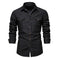 Men's Long-sleeved Denim Shirt Casual Solid Button Slim Tops Clothing L - lifestyle usage image
