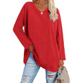 Solid Color Loose Drop Shoulder Sleeve V Neck Long Sleeve Blouse Meifu Market