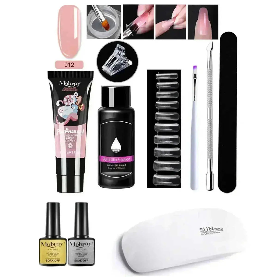 crystal nail extension kit | professional nail art set | acrylic nail forms set | ultrasonic cleaning