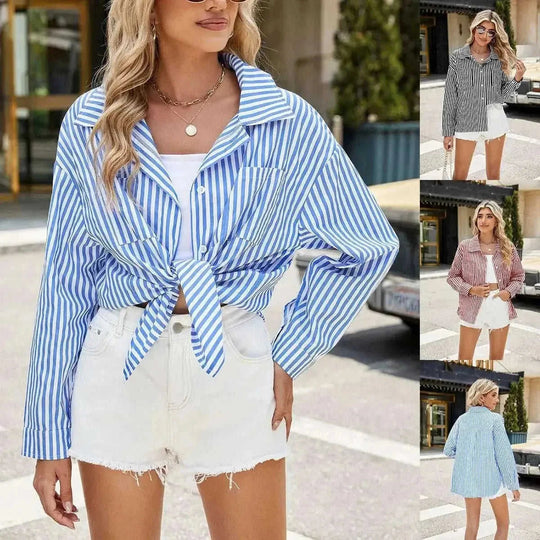 loose fit button down top | oversized striped blouse | cotton linen blend shirt | ultrasonic cleaning