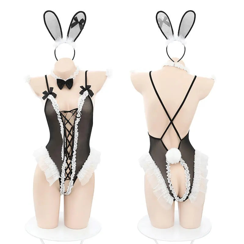 Bunny Lace Up Jumpsuit Set Underwear Uniform Temptation Underwear Meifu Market