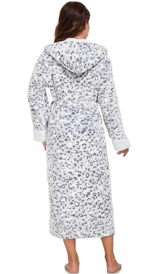 ultra-soft fleece bathrobe | womens long plush robe | oversized hooded bathrobe | energy saving