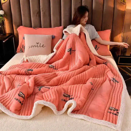 Cashmere Three-layer Blanket Thickened Warm Feather Silk Blanket - Meifu Market