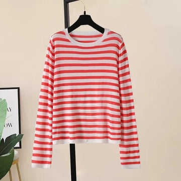 breathable cotton fabric | striped long sleeve shirt | minimalist womens top | energy saving