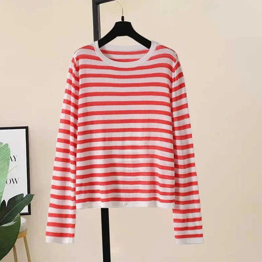 breathable cotton fabric | striped long sleeve shirt | minimalist womens top | energy saving