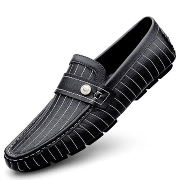 Breathable British Style Black Men's Casual Leather Shoes