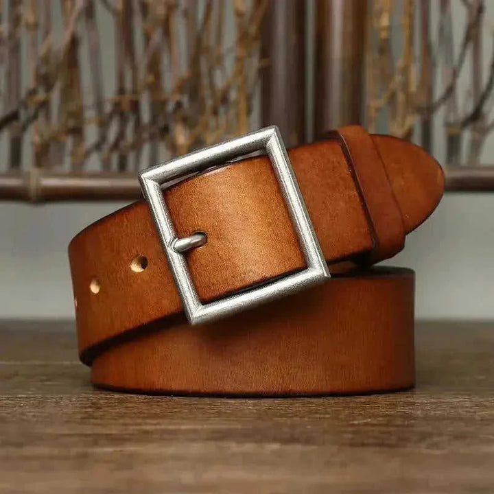 handmade full-grain leather belt | premium cattlehide leather belt | heavy-duty brass buckle belt | energy saving