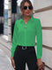 Commuter V-neck Long-sleeved Shirts Ins Fashion Solid Color Pullover Top Autumn And Spring Women's Clothing Meifu Market