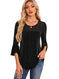 Women's Mesh Patchwork Ruched Flare-Sleeve Top - Meifu Market