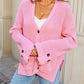 Fashion V-neck Knitted Cardigan Loose Sweater Long Sleeve Pocket Top Meifu Market