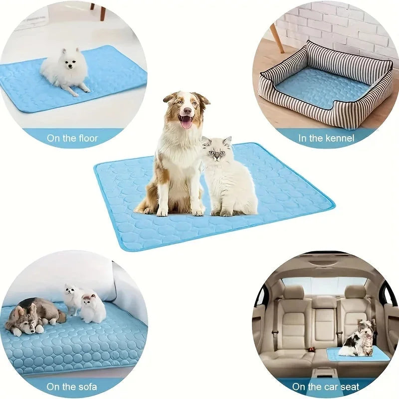 cooling pet mat for summer | breathable cat cooling pad | washable dog cooling blanket | ultrasonic cleaning