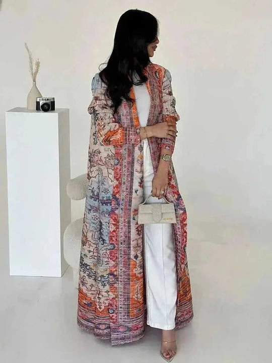 plus-size abaya robe | long cardigan coat | breathable cotton fabric | energy saving