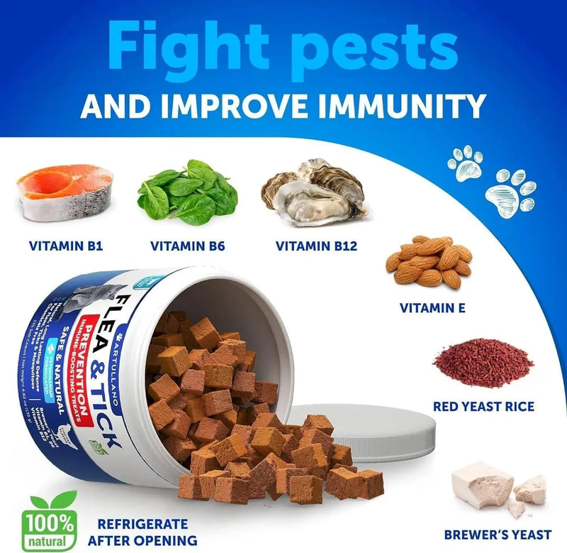 Flea Treatment For Cats Natural Flea And Tick Prevention Supplement For Cats Kittens Chewable Daily Oral Pills With Vitamins 135 Soft Chews Skin & Coat Dental Treats Digestion Meifu Market