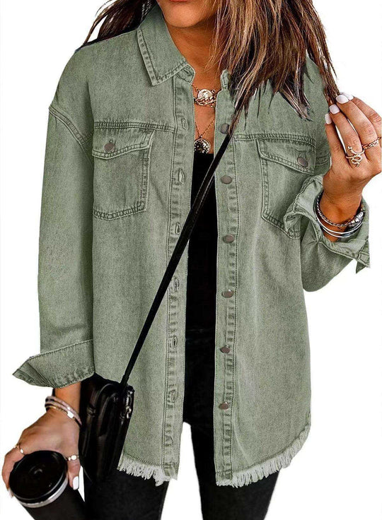 Washed Denim Shirt Jacket Women's European And American Meifu Market