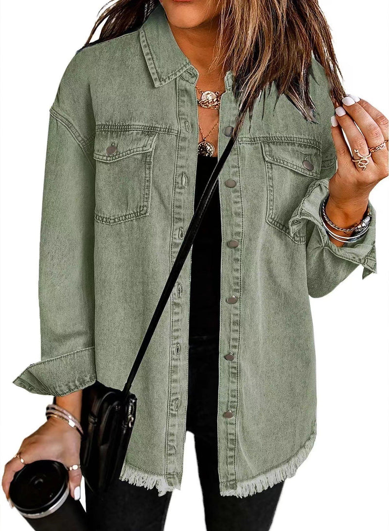 Washed Denim Shirt Jacket Women's European And American Meifu Market