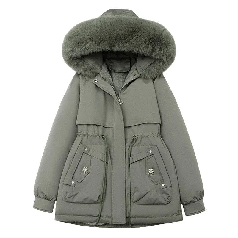 Waist Trimming Short Hooded New Big Fur Collar Coat Women's Clothing Meifu Market