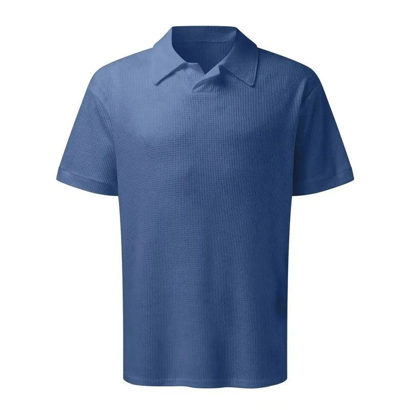 waffle knit polo shirt | breathable summer t-shirt | lapel collar mens shirt | ultrasonic cleaning