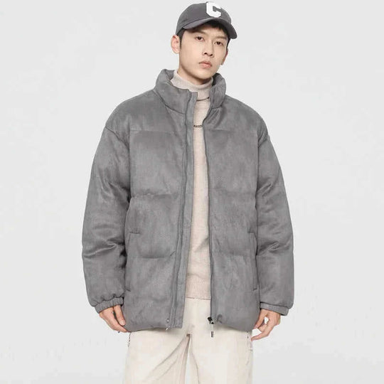 deerskin velvet jacket | quilted windproof coat | loose fit winter jacket | energy saving