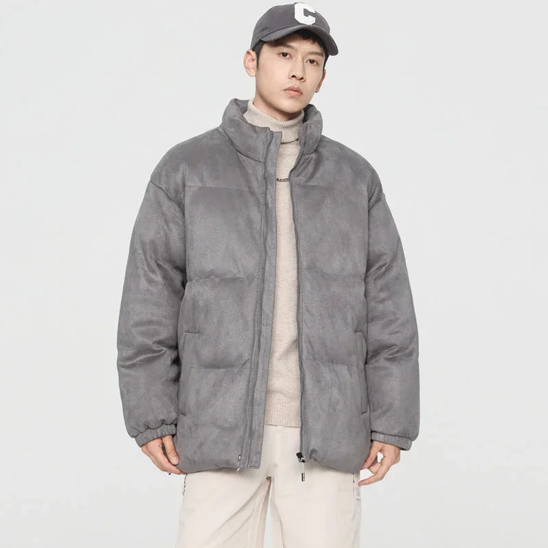 deerskin velvet jacket | quilted windproof coat | loose fit winter jacket | energy saving