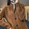 pure wool cardigan women | loose fit knitted coat | stand collar sweater | ultrasonic cleaning