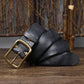 Men's Cowhide Vintage Distressed Pleated Brass Buckle Belt meifu market