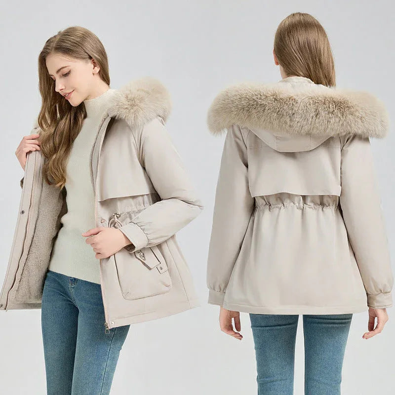 Waist Trimming Short Hooded New Big Fur Collar Coat Women's Clothing Meifu Market